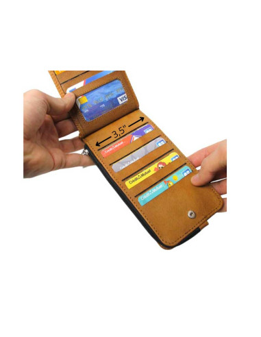 Porte-cartes en cuir caramel