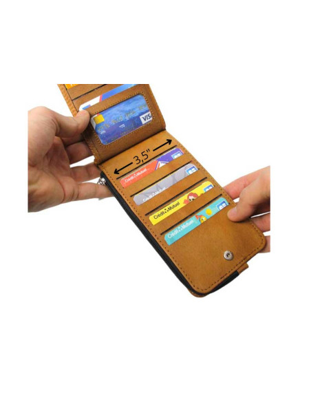 Porte-cartes en cuir caramel