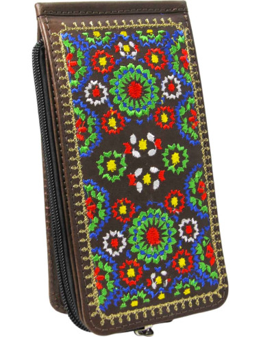 Porte-cartes en cuir marron