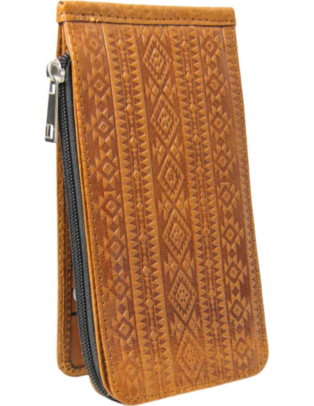 Porte-cartes en cuir simple caramel