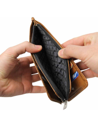 Porte-cartes en cuir simple caramel