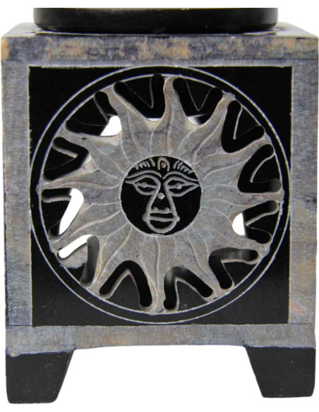 Diffuseur de parfum noir carré à soleil gravé