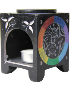 Black cube fragrance diffuser with rainbow
