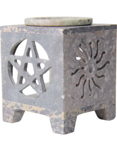 Grey cube fragrance diffuser with engraved star 2