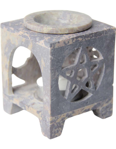 Grey cube fragrance diffuser with engraved star