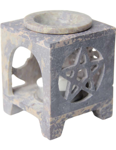 Grey cube fragrance diffuser with engraved star