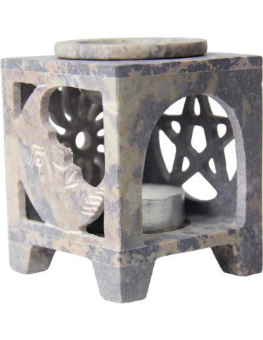 Grey cube fragrance diffuser with engraved star