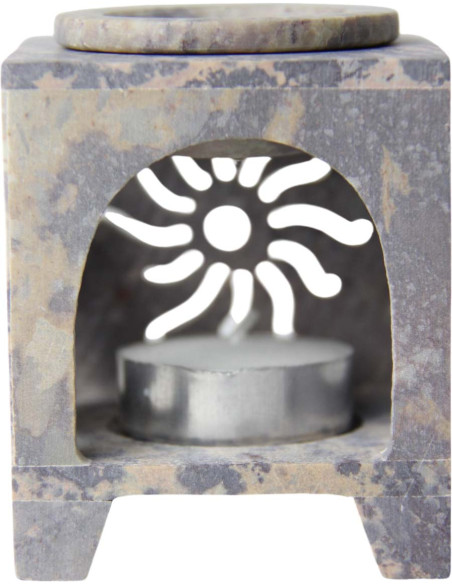 Grey cube fragrance diffuser with engraved star