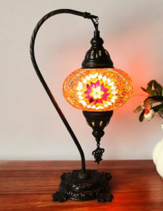 Lampe turque en mosaïque orange, 17 po