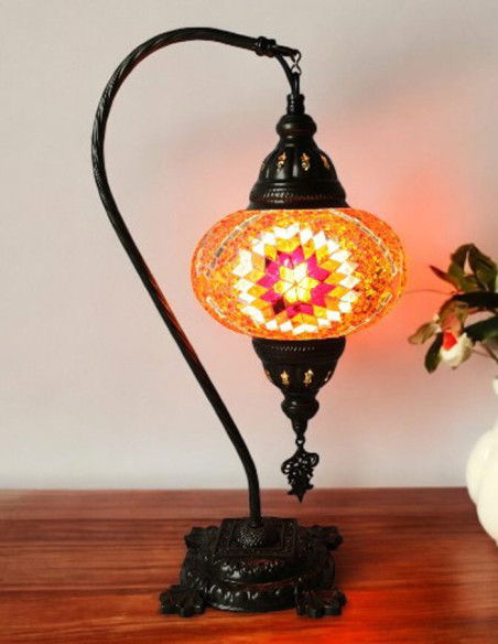 Turkish Lamp, Orange Mosaic, 17 in