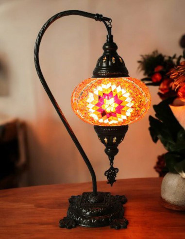Turkish Lamp, Orange Mosaic, 17 in