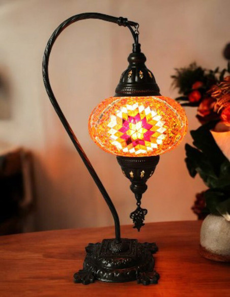 Turkish Lamp, Orange Mosaic, 17 in