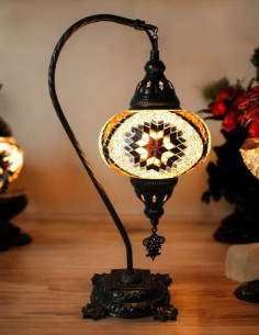 Lampe turque col de cygne en mosaïque brune à étoile...