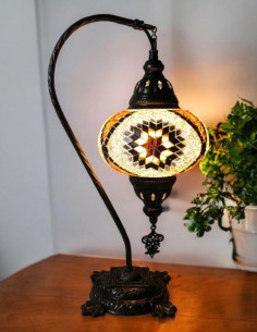 Lampe turque col de cygne en mosaïque brune à étoile... 2