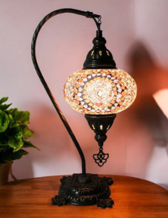 Turkish Mosaic Gooseneck Lamp in pale pink, 17 in