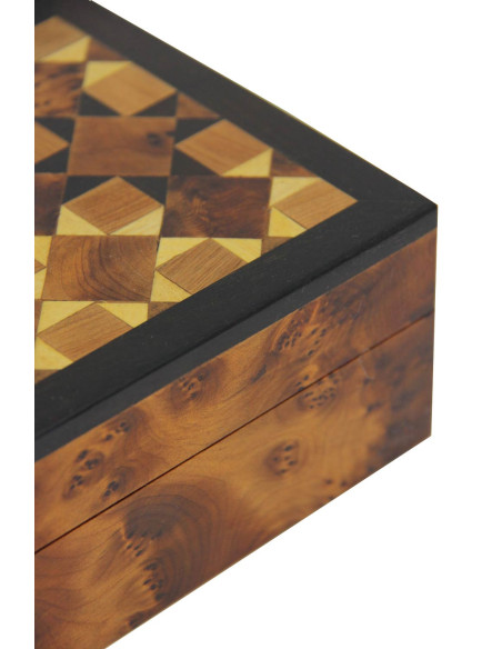 Boîte en bois de thuya à marqueterie en damier