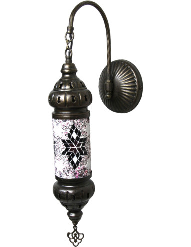 Turkish Cylinder Wall Sconce, Purple Mosaic