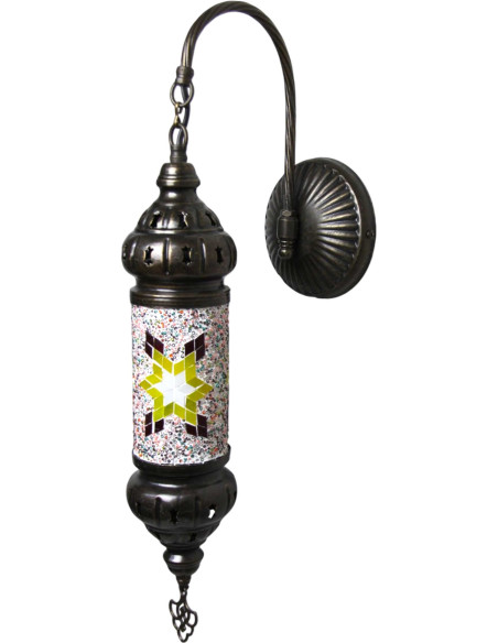 Turkish Mosaic Cylinder Wall Sconce with colorful chips on white