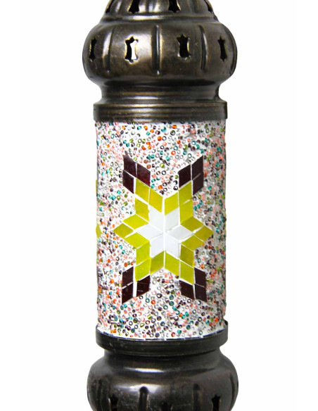 Turkish Mosaic Cylinder Wall Sconce with colorful chips on white