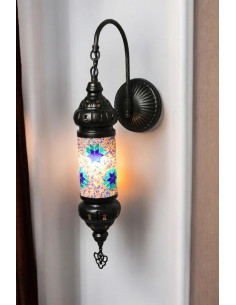 Turkish Mosaic Cylinder Wall Sconce with blue and pink stars
