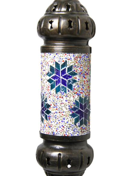 Applique turque cylindre en mosaïque à étoiles bleues et roses