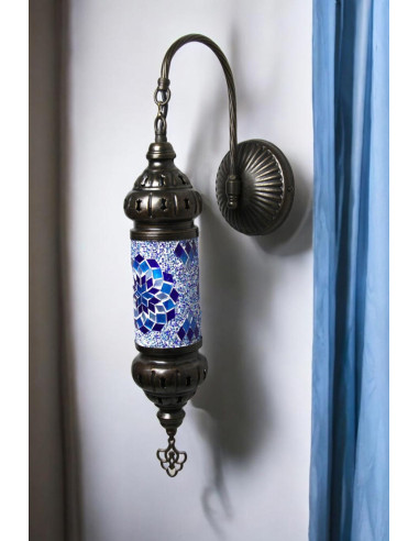 Applique murale cylindrique bleue