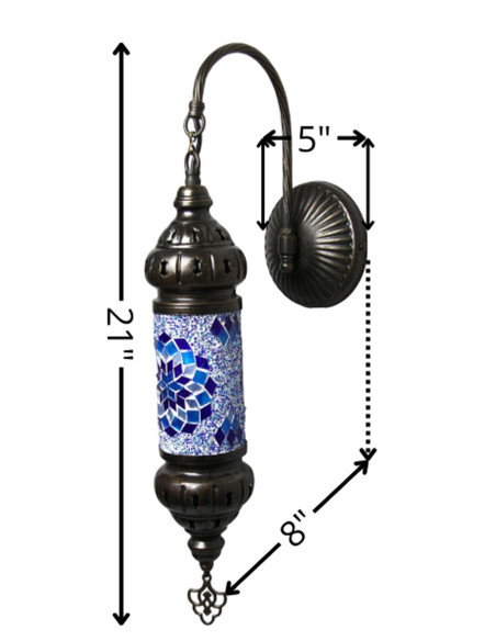Applique turque cylindre en mosaïque bleue