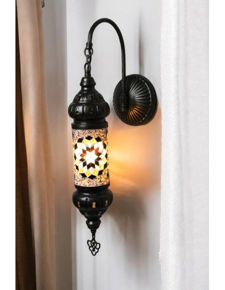 Turkish Cylinder Wall Sconce, Brown Mosaic