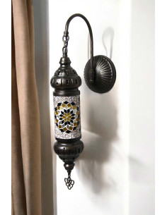 Turkish Cylinder Wall Sconce, Brown Mosaic 2