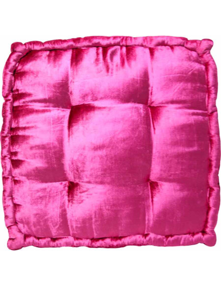 Coussin de sol brocart fuchsia, 18 x 18 po