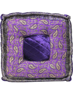 Purple Brocade Floor Cushion, 18 x 18 in