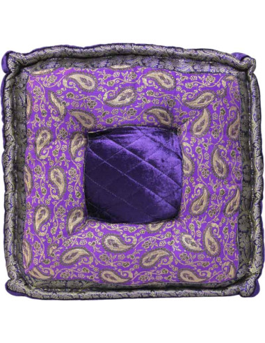 Coussin de sol brocart violet, 18 x 18 po