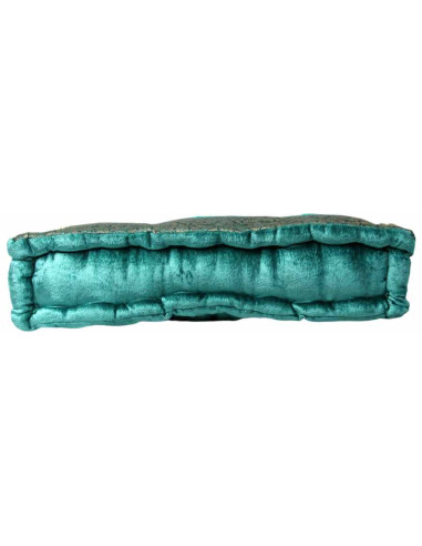 Coussin de sol brocart vert émeraude, 18 x 18 po