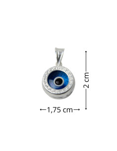 Round silver pendant with blue eye 2