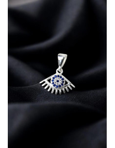 Eye-shaped silver pendant