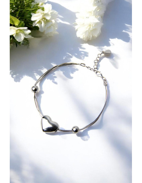 Bracelet en argent en forme de cœur