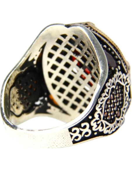 925 silver ring with oval red stone (zircon)
