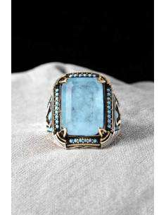 925 silver ring with light blue stone (zircon) 2