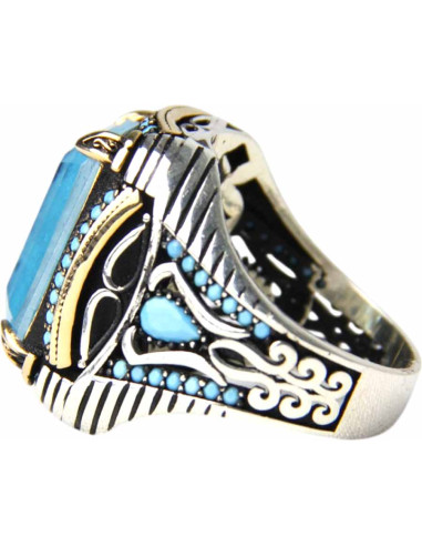 925 silver ring with light blue stone (zircon)