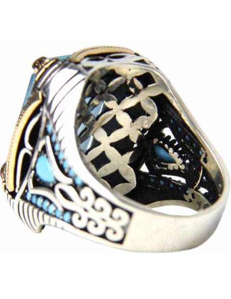 Bague en argent 925 avec pierre de zircon bleu aquamarine