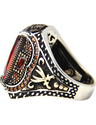 925 Silver Ring adorned with a Red Zircon Stone