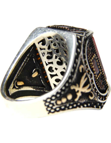 925 Silver Ring adorned with a Red Zircon Stone