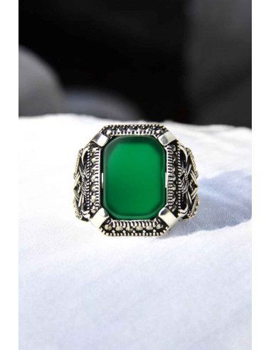 925 silver ring with green stone (zircon)