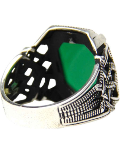 Bague en argent 925 à pierre verte (zircon)