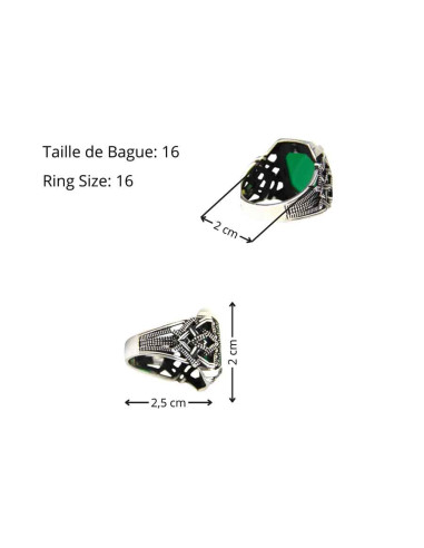 Bague en argent 925 à pierre verte (zircon)