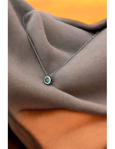 Collier en argent 925 à pierre verte