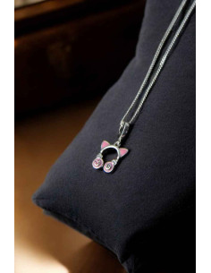 925 silver necklace with pink cat 2