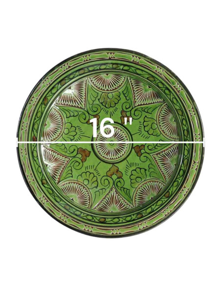 Assiette marocaine verte 16 pouces GT