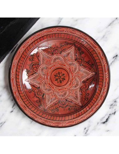 Large 16-inch Red Moroccan Plate