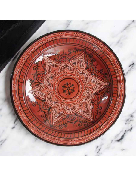 Large 16-inch Red Moroccan Plate
